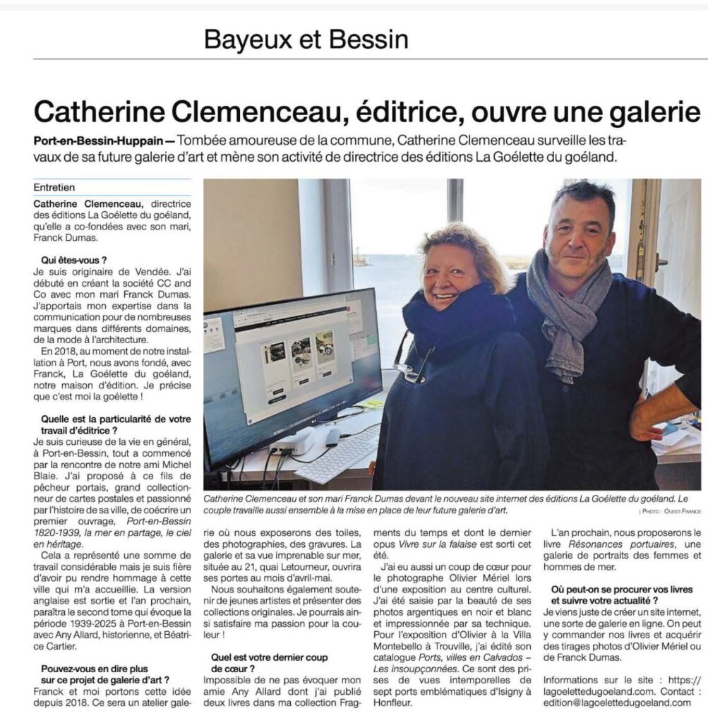Ouest-France, 25 novembre 2025 : Catherine Clémenceau, éditrice, ouvre une galerie